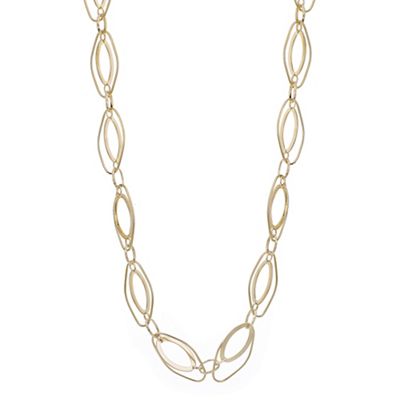 Gold oval link long necklace